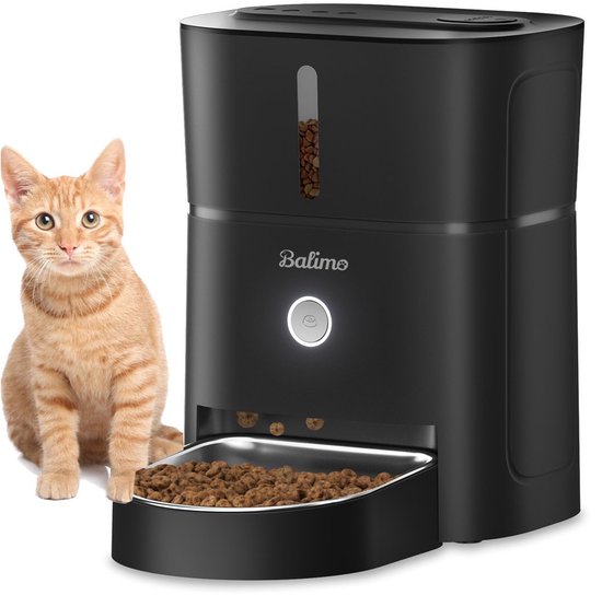 Balimo Mangeoires Chat et Chien - 3 Litres - Dont 1 Mangeoires en Acier Inoxydable - Distributeur de nourriture & Gamelle Anti-Gobelet - Distributeur de Nourriture - Gamelle pour Chats & Chiens - Zwart