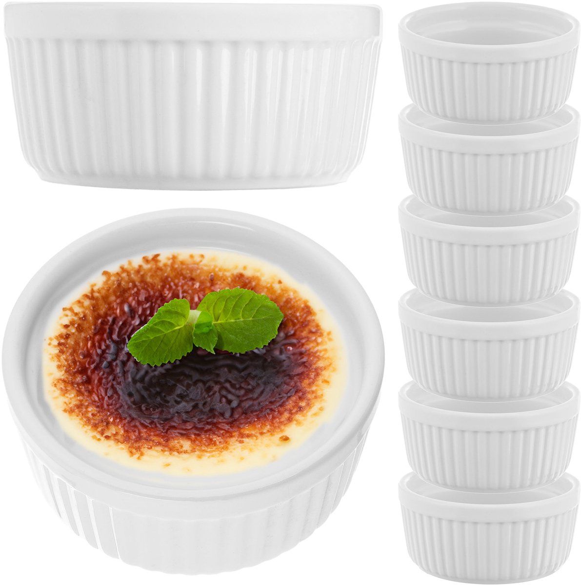 KADAX soufflévormpjes ⌀ 11 cm, 6 stuks, crème brulee schaaltjes, porseleinen soufflévormpjes, ovenvaste schaaltjes, mini dessertschaaltjes (wit)