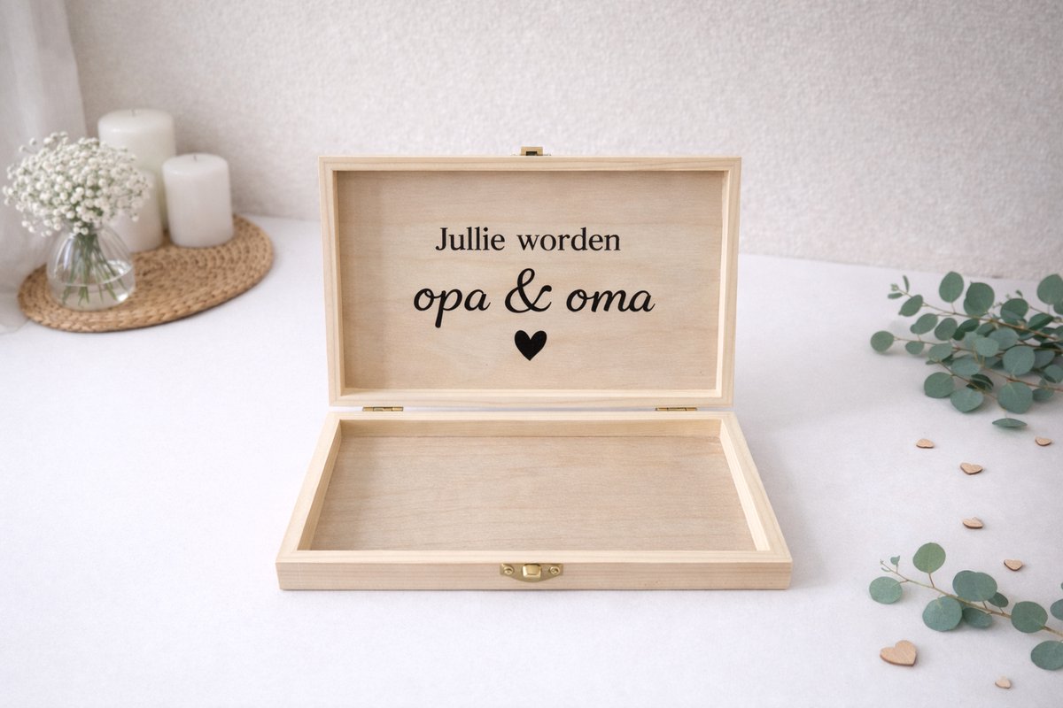zwangerschaps aankondiging cadeau (aankondiging zwangerschap)- (houten doosje om zwangerschap aan te kondigen) -(opa en oma)