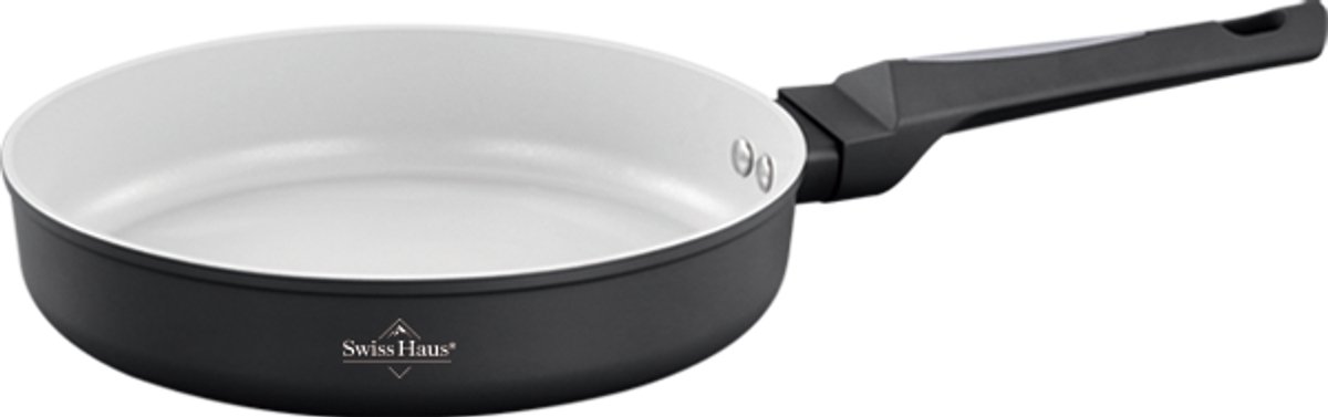 Swiss Haus® LFP24B Koekenpan Inductie - Ø 24 cm - PFAS Vrij Bakpan - Pan Met Sapphire™ Anti-aanbak - Koekenpannen Voor Alle Warmtebronnen - Zwart