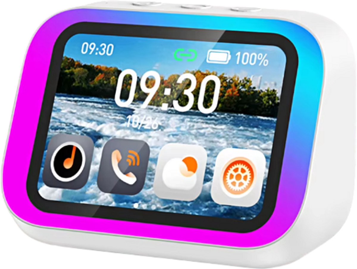 Slimme Bluetooth Speaker Draagbaar met Spraakassistent - Wekker Speaker voor Slaapkamer - Wit