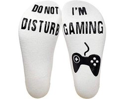 Game sokken met tekst "Do not disturb, I'm gaming" - wit - maat 38 - 42