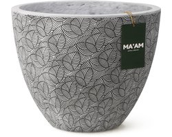 MA'AM Pottery Lara grote bloempot D44xH36 - wit - XXL ronde plantenbak buiten - Grote witte vaas tuin - vorstbestendig