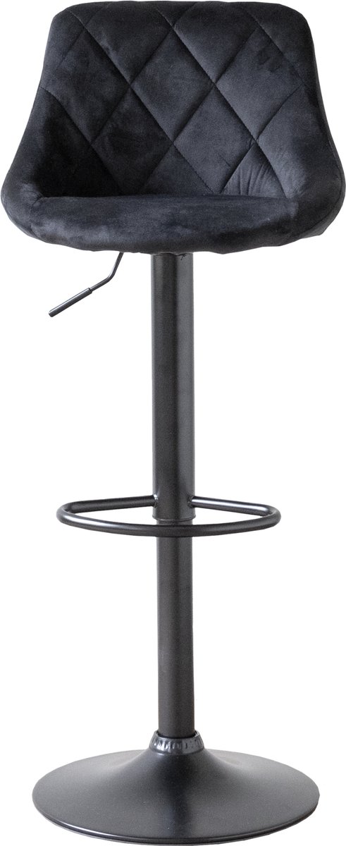 Zwart fluwelen barkruk ROBIN