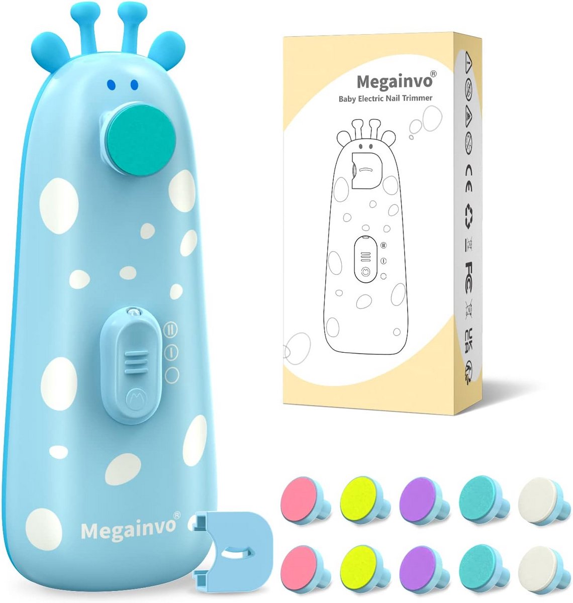 Veilige Elektrische Nageltrimmer voor Baby's met Licht en 10 Opzetstukken