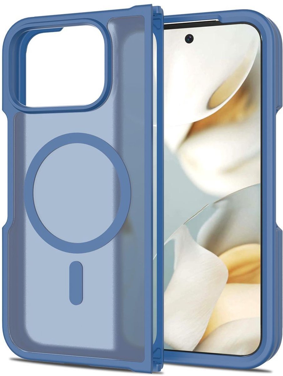 Mobigear Hoesje geschikt voor Google Pixel 10 Pro Fold MagSafe Telefoonhoesje Hardcase | Mobigear Shockproof Backcover | Geschikt voor MagSafe | Geschikt voor Draadloos Opladen met Magnetische Ring | Geschikt voor MagSafe Case - Blauw