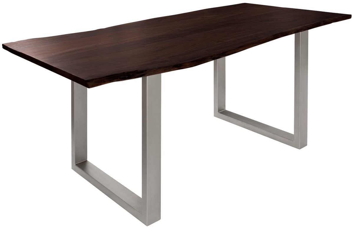 MASSIVMOEBEL24 .DE FREEFORM eettafel bruin gelakt massief hout acacia 160x90x76 cm (BxTxH)