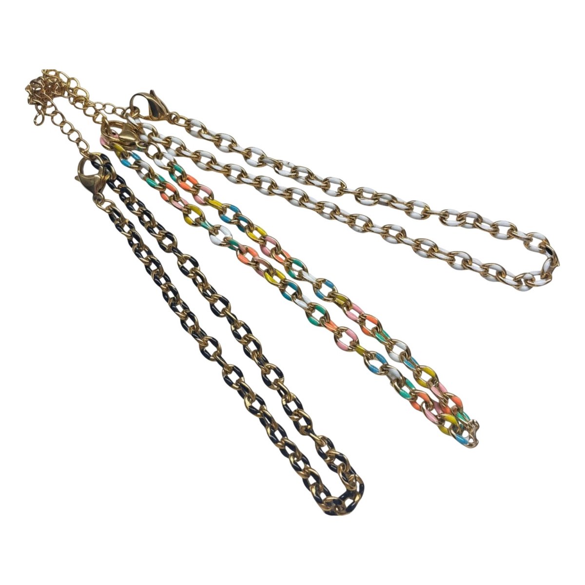 2 Love It Summer set - Enkelbandjes - Set van 3 - Stainless steel - Multicolor/Zwart/Wit