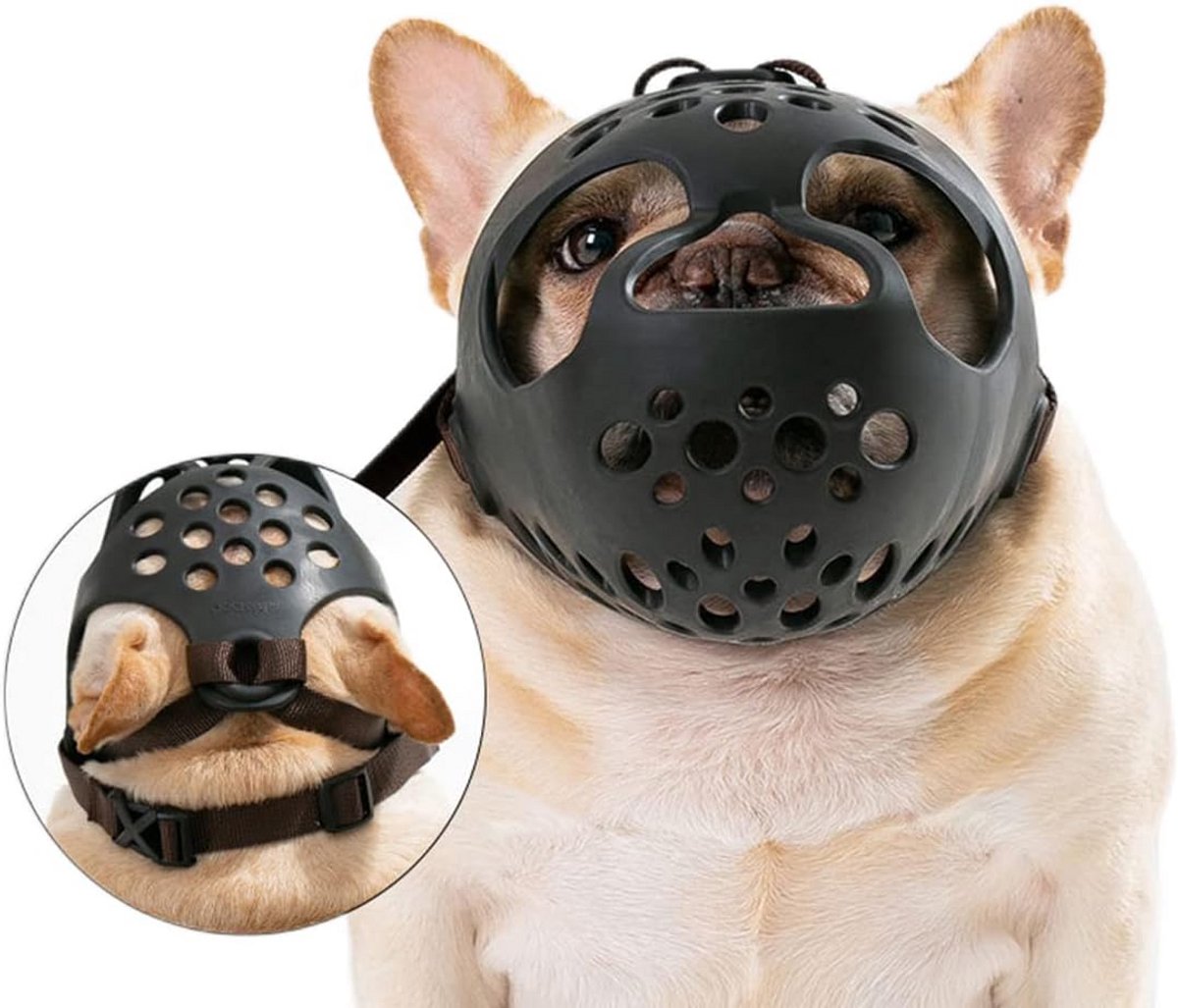 Verstelbare korte snuit muilkorf voor Franse Bulldog, anti-bijt en anti-blaf