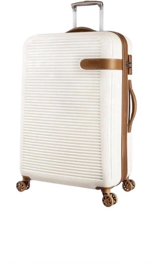 Royal Swiss Luxe Travel Suitcase ® S - Trolley ABS - Valise - Bagage à main - Avec doubles roulettes - 56 cm - 40 Litres - Beige
