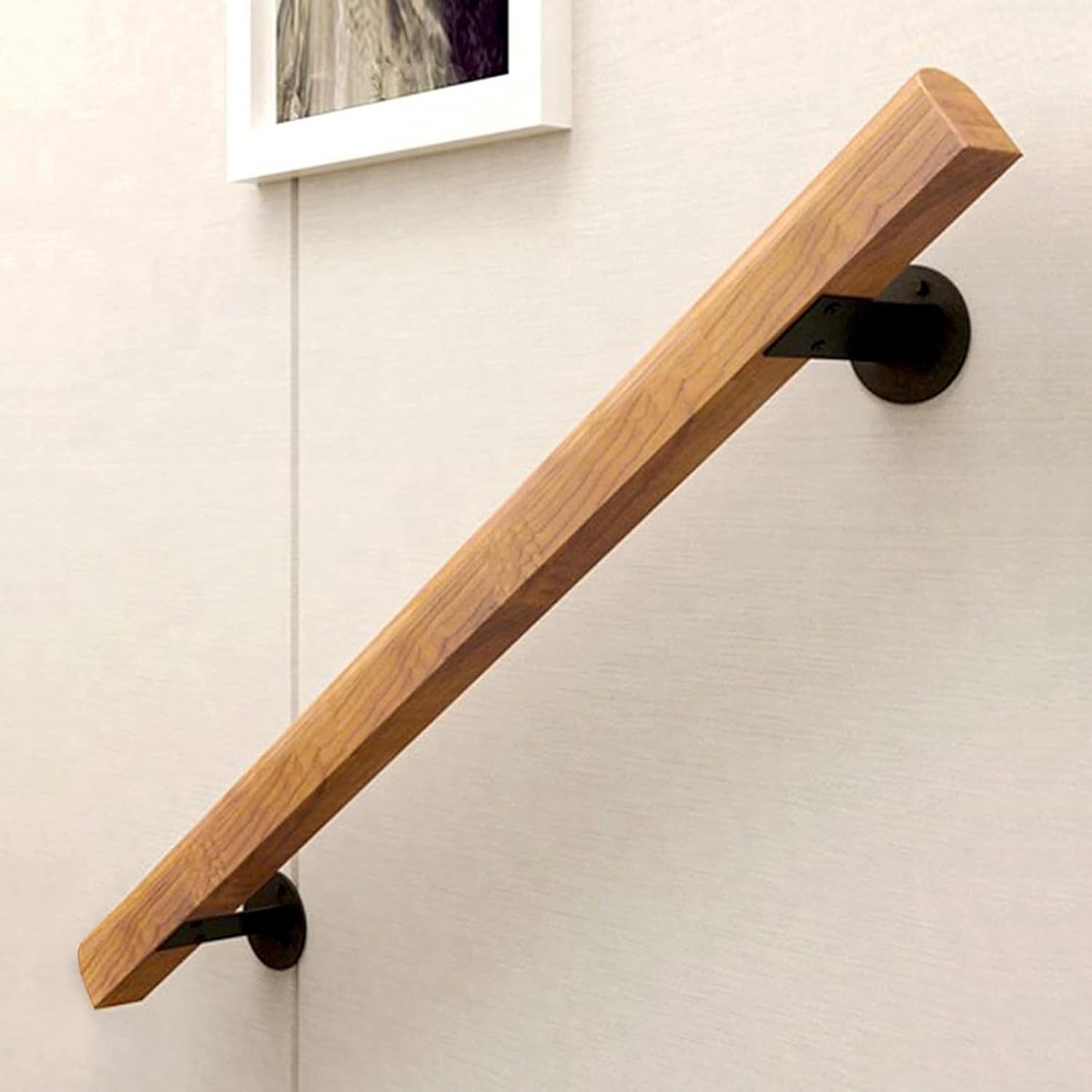 Houten Wand Trapleuning - Compleet Set voor Binnen, Wandgemonteerde Handgrepen, Veilig Antislip Trapleuning