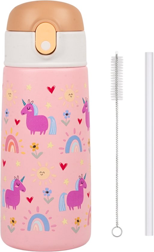 Pure Luv RVS Drinkfles met rietje