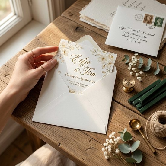 100x Luxe Enveloppen - 14 x 14 CM - Enveloppen Vierkant - Wit