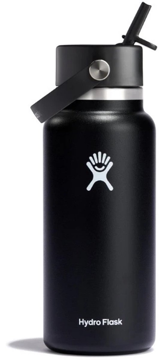 Hydro Flask Wide Flex Straw Cap - drinkfles 946 ml - roestvrij staal - zwart