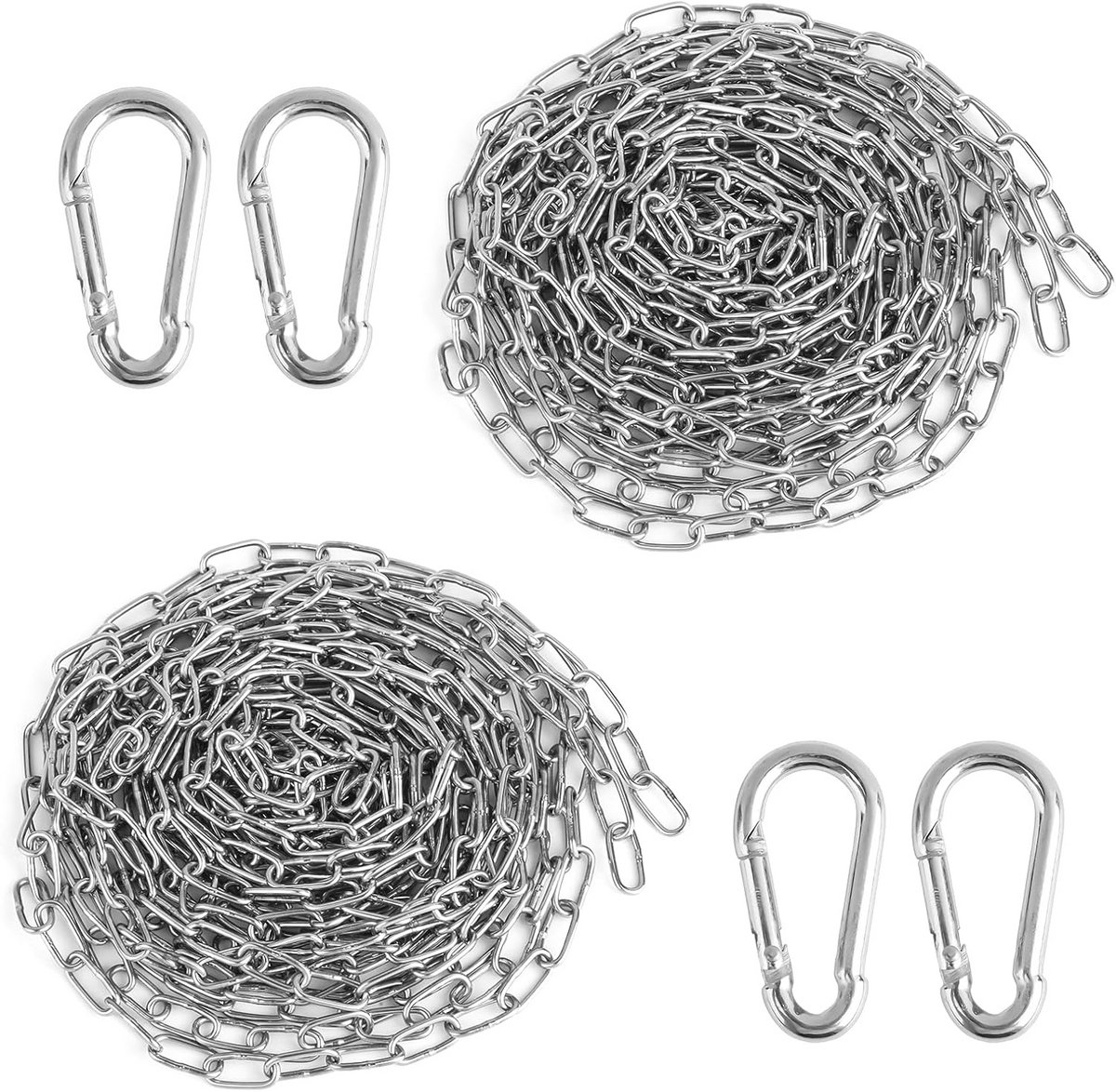 Roestvrijstalen kettingen per meter - 1,5 mm x 5 m - Duurzame schakelketting met karabijnhaken