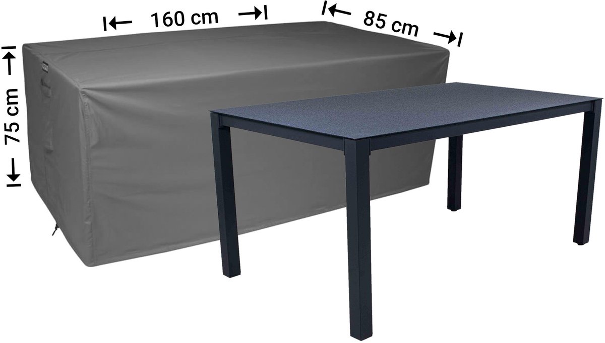 Raffles Covers Beschermhoes tuintafel - 160 x 80 H: 75 cm - D-RT160small - Waterdicht - Ademend - UV-bestendig - Elastisch rijgkoord - Beschermhoes tuinmeubelen