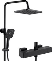 Auralum Max Regendouche - RVS Doucheset - Ø 30 cm XL Douchekop - Handdouche Met 3 standen - Inclusief thermostaatkraan - Regendoucheset - Waterbesparend - Zwart