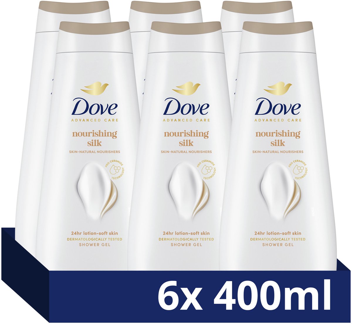 Bol.com Dove - Douchegel - Advanced Care Nourishing Silk - 6 x 400 ml - Voordeelverpakking aanbieding