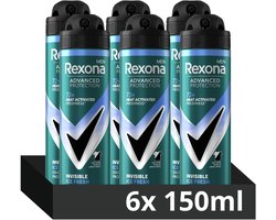 Rexona Men - Anti-Transpirant Deodorant Spray - Advanced Protection - Invisible Ice Fresh - 6 x 150 ml - Voordeelverpakking