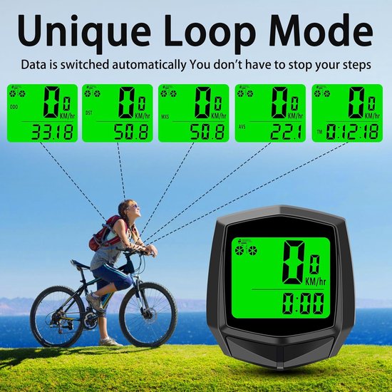 Fietscomputer - Kilometerteller fiets - automatische achtergrondverlichting - Waterdichte Kilometerteller - Kilometerteller Fiets - Fietssnelheidsmeter - Eenvoudig te Installeren - Met installatietoebehoren - met Batterij - zwart van Fietscomputer. — afbeelding 5