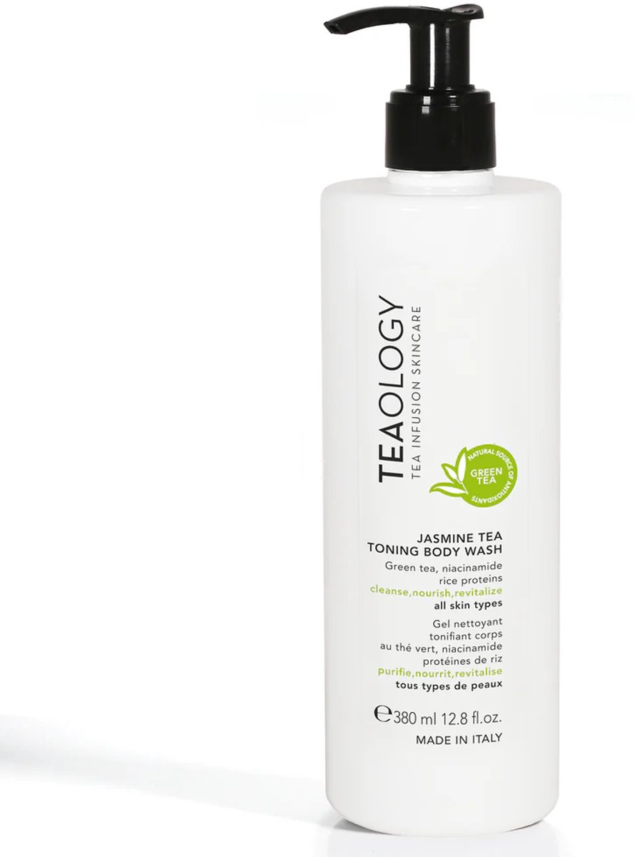 Teaology Jasmine Tea Body Wash – Luxe Jasmijn & Groene Thee Douchegel – Hydrateert, Verzacht & Verzorgt De Huid – Met Niacinamide, Aloë & Rijstproteïnen – Voor Een Stralend, Zijdezachte Huid – 380 ml - Geniet Van Een Luxe Spa‑Ervaring Thuis