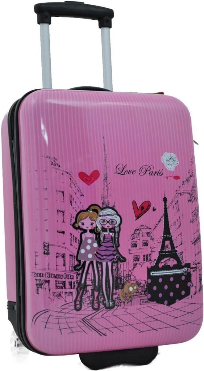Madisson - Cabinekoffer voor kinderen/meisjes, roze, Love Paris ABS, 50 x 33 x 20 cm