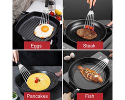 Beijiyi Visspatel Turner Set van 2, hittebestendige siliconen rand sleufspatels voor anti-aanbak kookgerei, flexibele en dunne roestvrijstalen keuken koken spatel flipper voor vis, ei, pannenkoek