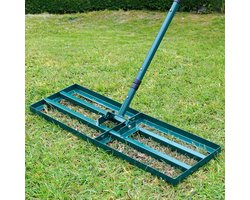 Hidalife gazonnivellering van roestvrij staal met grondplaat van 76 x 25 cm, verstelbare lange steel, vlakke gazontool voor gras, golfveld, vlakke bodem of vuil grondoppervlakken - groen