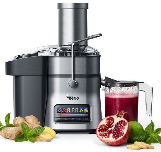 Linea Tegno Super Juicer PRO-JU8110 - Professionele RVS juicer - Sapcentrifuge voor Groenten & Fruit - 1500W - Extra grote vulopening - 2.5L Pulpbak - 1L Sapbeker, LED-kleurendisplay met 6 programma’s - Krachtig, stil en eenvoudig reinigen.
