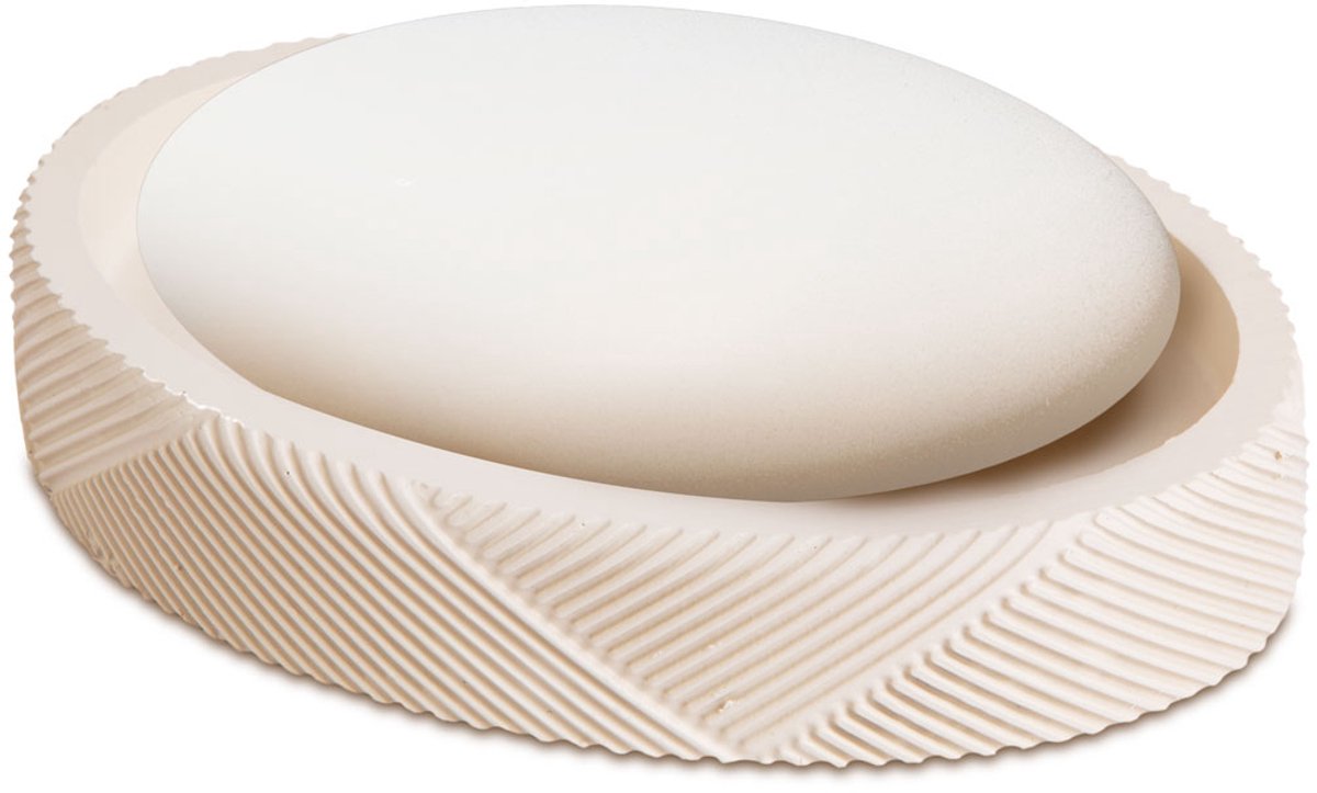 Zeephouder – Zeepbakje Beige Mat – Resin – 14,1 x 10 cm – Badkamer Zeep Schaaltje [BW3022C]