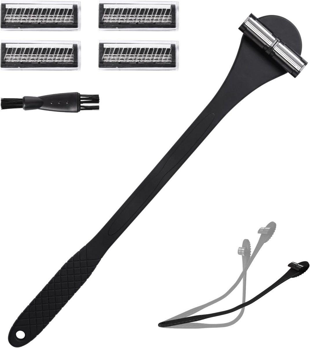 Rughaarverwijderaar voor Mannen - 46 cm, Vouwbare Lichaamsscheermachine met 2 Vervangbladen, Voor Nat en Droog Gebruik