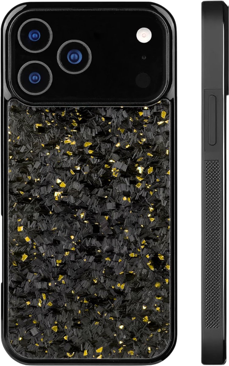 CarbonEdge - Carbon fiber phone case - Hoogwaardige kwaliteit - Geschikt voor magsafe - Carbon fiber Telefoonhoesje - iPhone hoesje shockproof - Apple iPhone 17 Pro Max - Goud