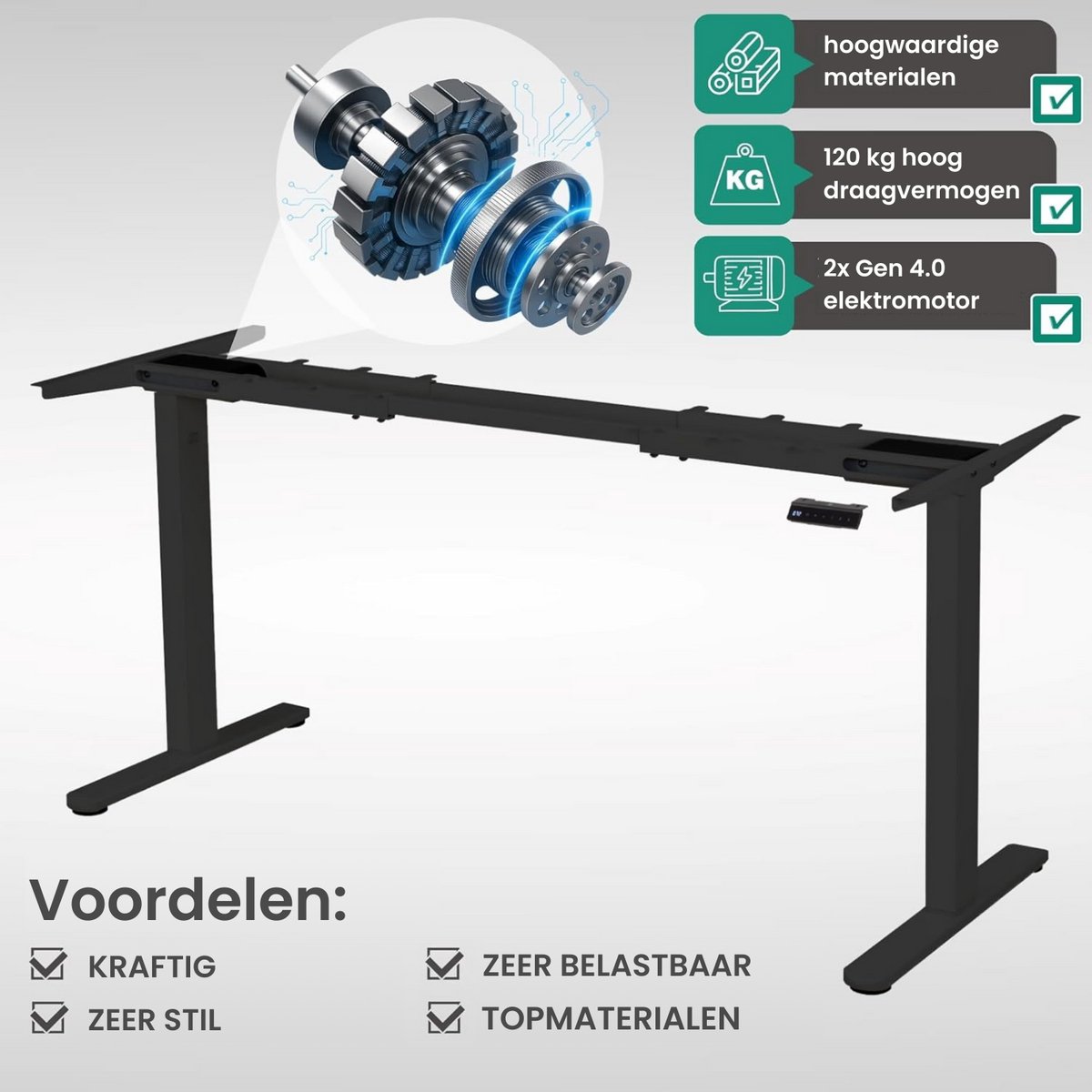 Albatros bureau onderstel LIFT, 2x motoren, elektrisch bureauframe in hoogte verstelbaar met geheugenfunctie voor buro thumbnail 4