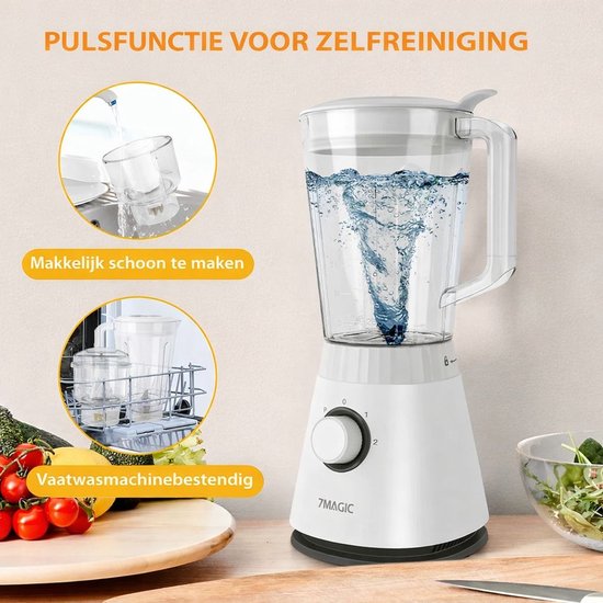 ShopWizz Blender - Multifunctioneel - 1500 ML - 3-in-1 - Smoothie - Vleesmolen - Hakmolen - Inclusief 3 Opzetstukken - Wit van 7MAGIC — afbeelding 2