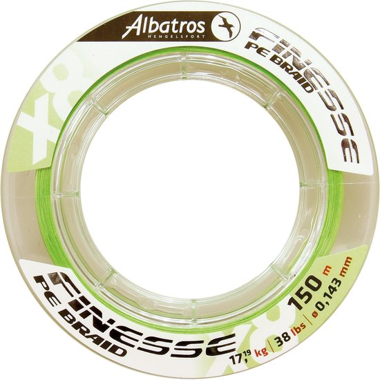 ALBATROS - Finesse X8 Braid - Vislijn - 0,126mm - 150mtr - Fluo Green - Never fade colour van Merkloos — afbeelding 3