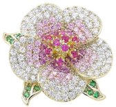 Victoria Valenza Goudkleurige broche Sakura Bloem met Zirkonia