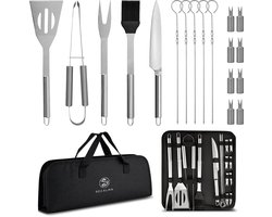 Recalma BBQ Accesoires Set - 18-delig - Barbecue Gereedschapset - Barbecue Accessoires Incl. Barbecue Tang - Roestvrijstaal Kamado Gereedschap