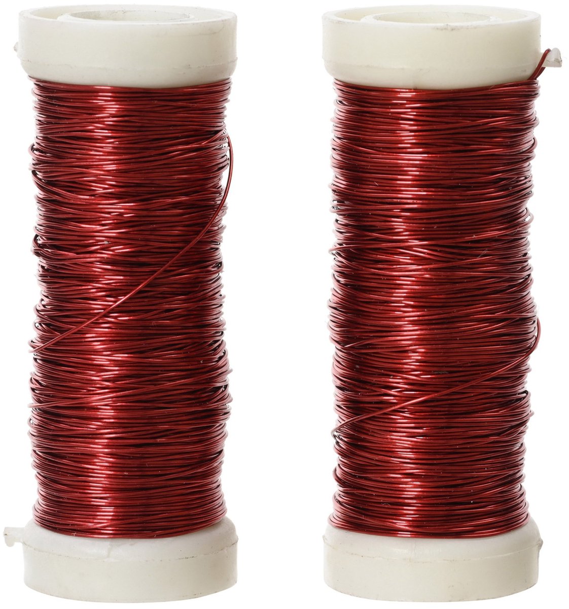 Decoris Binddraad - 2x rolletjes - rood - 30 m x 0,3 mm - wikkeldraad - hobbydraad/bloemendraad