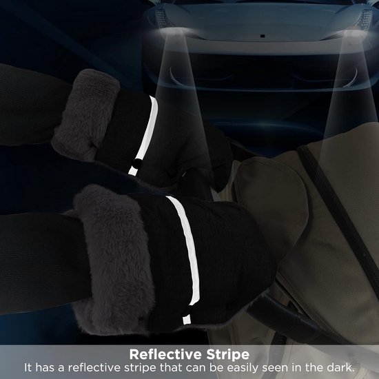 Universele Kinderwagen Handmuff - Waterdicht en Winddicht Met Fleece Voering - Grijze Handwarmer van Universele — afbeelding 3