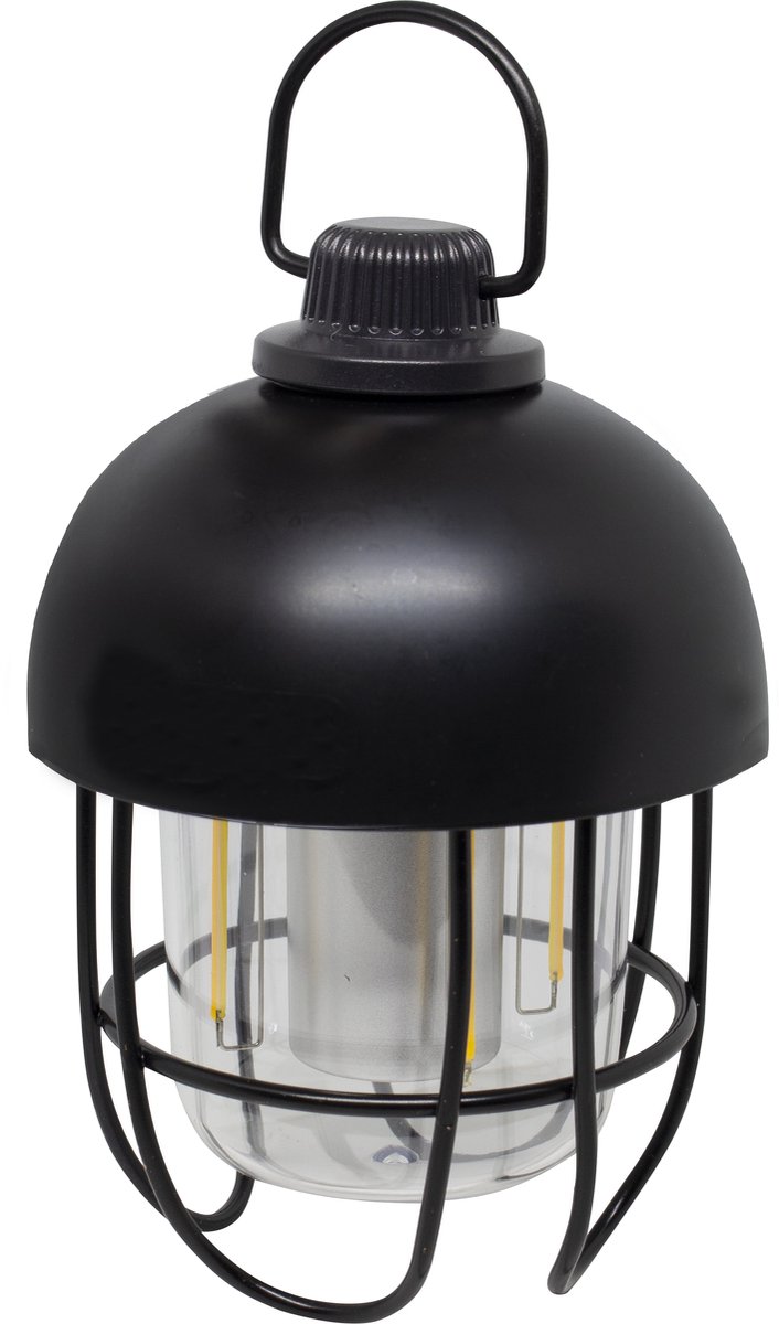 Eurotrail Oplaadbare Campinglamp Tivo - Tafellamp - Hanglamp - Zwart - Warm en Wit Licht - Dimbaar - Stevig Ontwerp