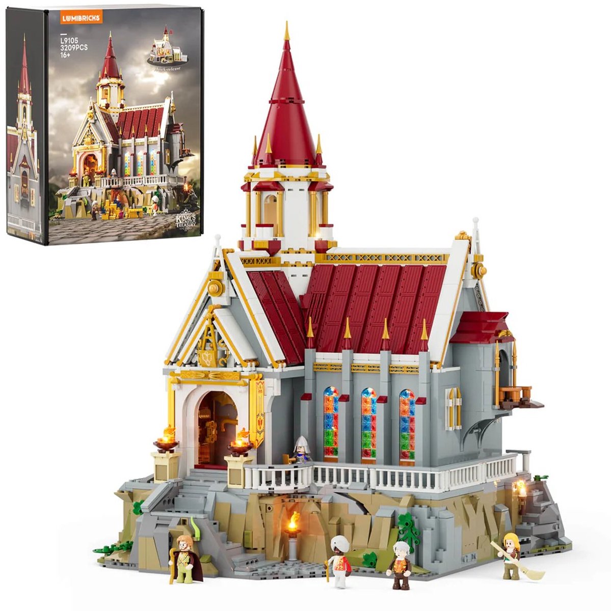 Lumibricks King's Castle Treasury Bouwpakket - Met LED verlichting - Miniatuur huisjes - DIY modelbouw met 3209 bouwstenen - Bouwpakketten volwassenen - Bouwdoos L9105