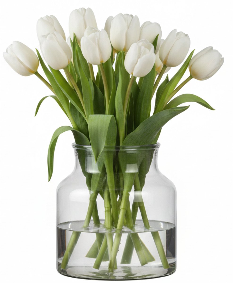 Bloemenvaas - transparant/grijs - gerecycled glas - 22 x 18 cm - bloemen/takken
