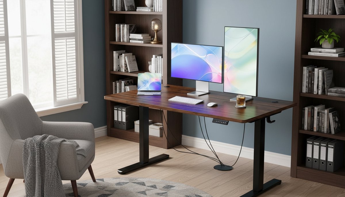Elektrisch Zit-Sta Bureau 160x80 cm – Casa Velluto Elevare Executive Pro | In Hoogte Verstelbaar 72-118 cm | 4 Geheugenstanden | Ergonomisch Staand Bureau | Groot Computerbureau Thuiskantoor | Donker Walnootbruin