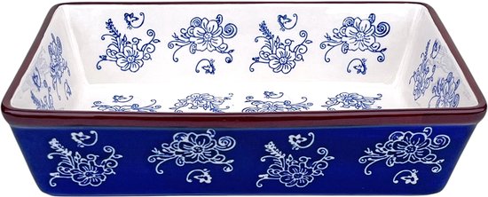 Lavandoux - Ovenschaal - Rechthoekig - 20 x 30 cm - Floral Lace Blue