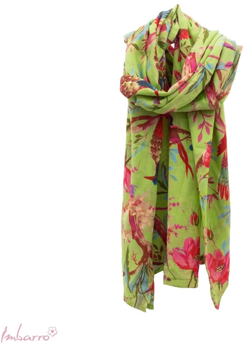 Imbarro - Shawl - Sjaal - Paradise - Rayon - Apple - Groen - 100 % Katoen - 100 x 200 cm