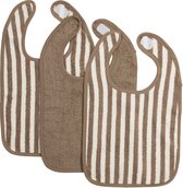 Meyco Baby Fat Stripe Bavoir - Lot de 3 - Éponge Jacquard - Taupe