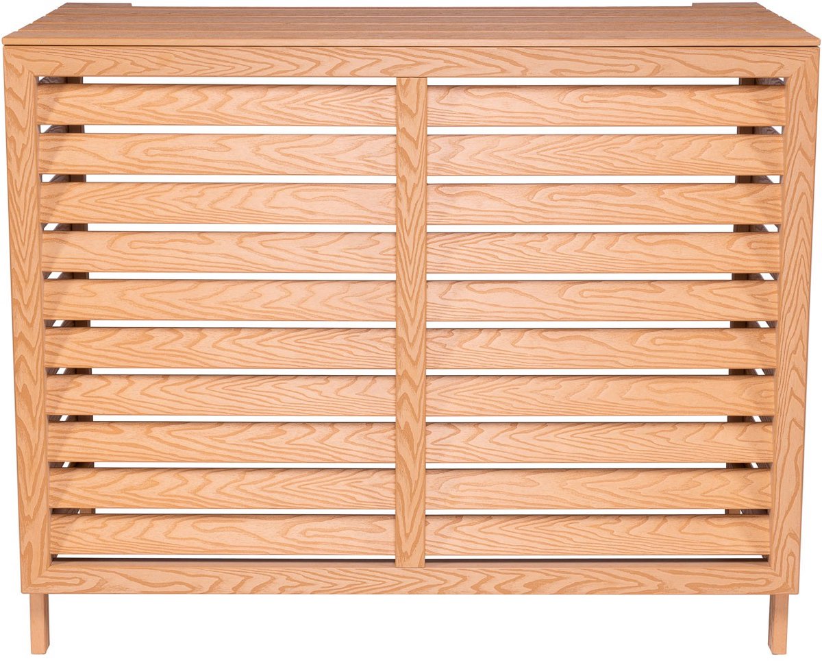Floli Kunststof Airco Cover – Buitenunit Omkasting Houtlook Teak / Vrijstaand.