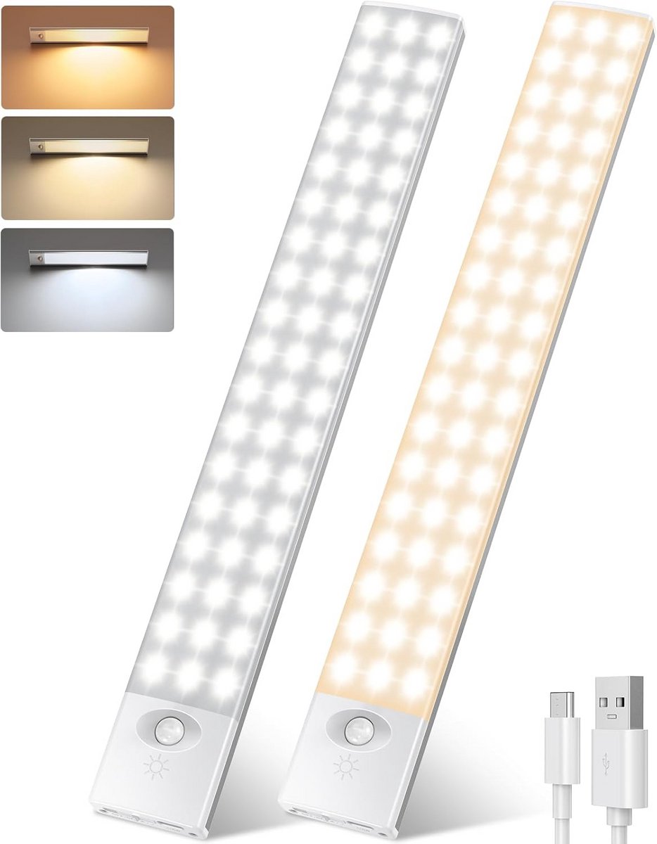 Draadloze Dimbare LED Kastlamp Set met Bewegingssensor - 2 Stuks