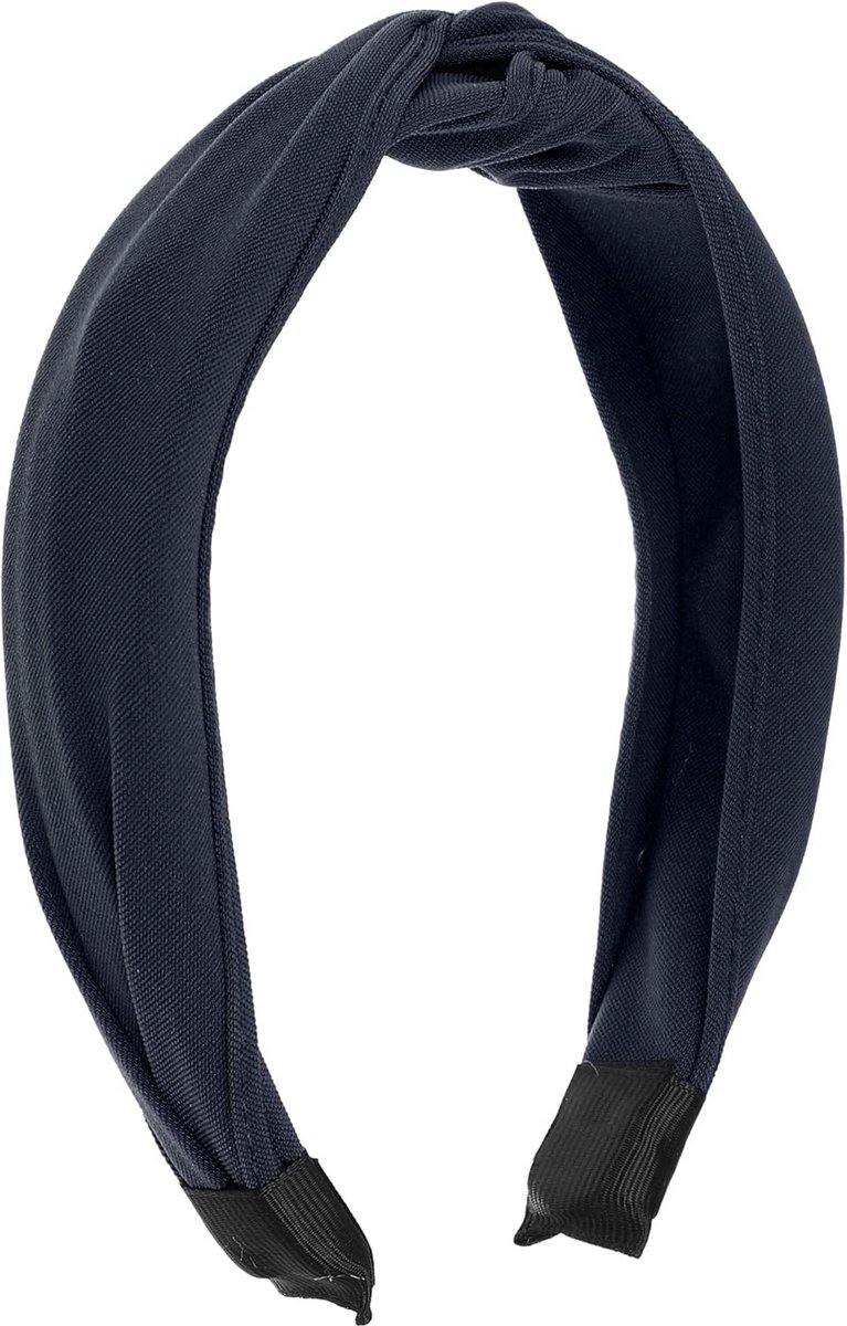 Satijnen Haarband met Decoratieve Knopen Dames - Breed Accessoire Marineblauw