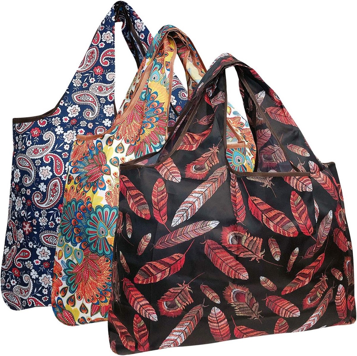 Grote Hervouwbare Draagtassen Set van 3 - Sterke Nylon Boodschappentassen